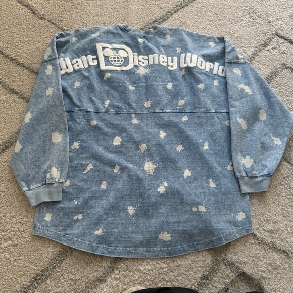 Disney World Parks Disneyland Spirit Jersey blue Denim Bleach splatter XL NEW - Picture 10 of 10